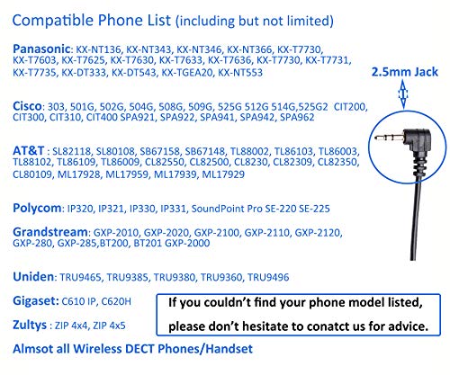 Telephone Headset With 2.5Mm Jack, Office Phone Headset Noise Cancelling Mic For Panasonic Cisco Polycom #TOP5