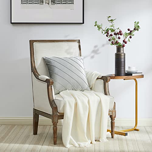 Image of GIGIZAZA Decorative Velvet Pillow Covers 20x20 , Set of 2 Silver Grey Sofa Couch Throw Pillows Covers Cases , Living Room Square Cushion Accent Stripe Covers