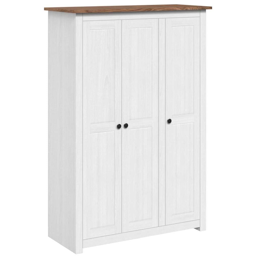 Kleiderschrank 3-Türig Weiß 118×50×171,5 cm Kiefer Panama Serie