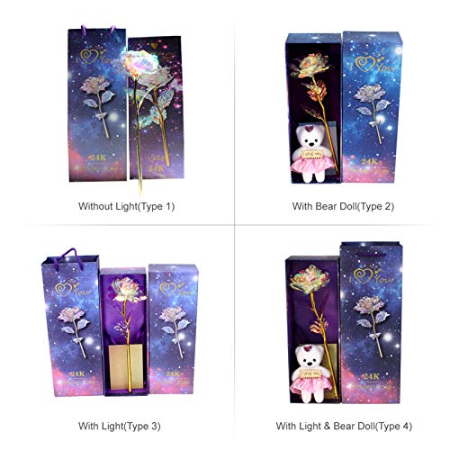 Flor rosa falsa,Funien Flor rosa artificial colorida com caixa de presente para mulheres Dia das mãe