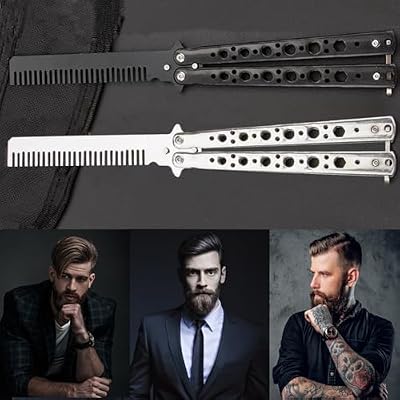 Butterfly Comb,2 PCS Stainless Steel Folding Practice Combs Hair Styling Tools,Training Comb,Hair Styling Accessories ButterflyComb