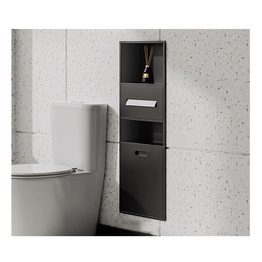 Rygcrud Stainless Steel Bathroom Niche Recessed Organizer with Garbage Can Water-Proof Shower Shelf Storage Caddy for Home Hotel