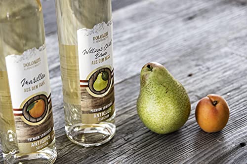Dolomiti Alte Williamsbirne Schnaps aus dem Fass - Alte Williams-Christ-Birnen Spirituose (1 x 0.5 l) / Im Barriquefaß gereift/Echtes aus den Bergen