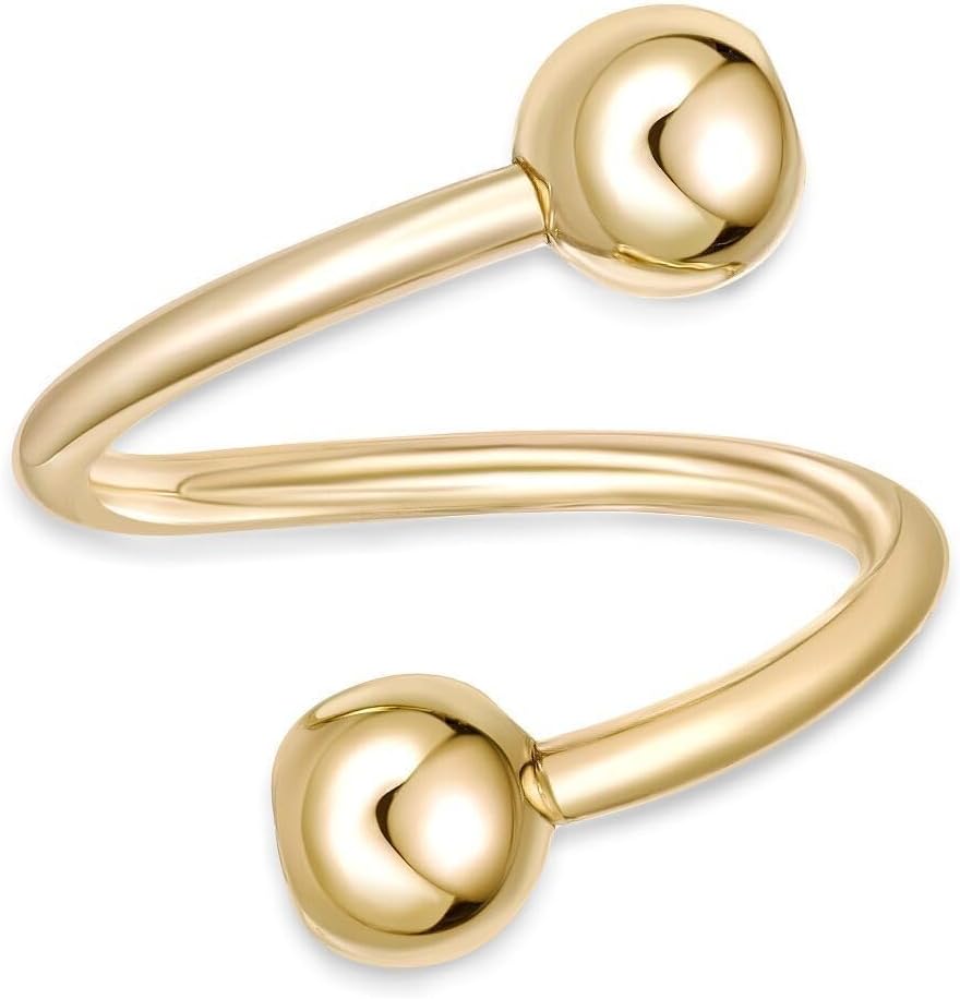 16 Gauge Cubic Zirconia Spiral Belly Button Ring for Women in 10k Yellow Gold CZ