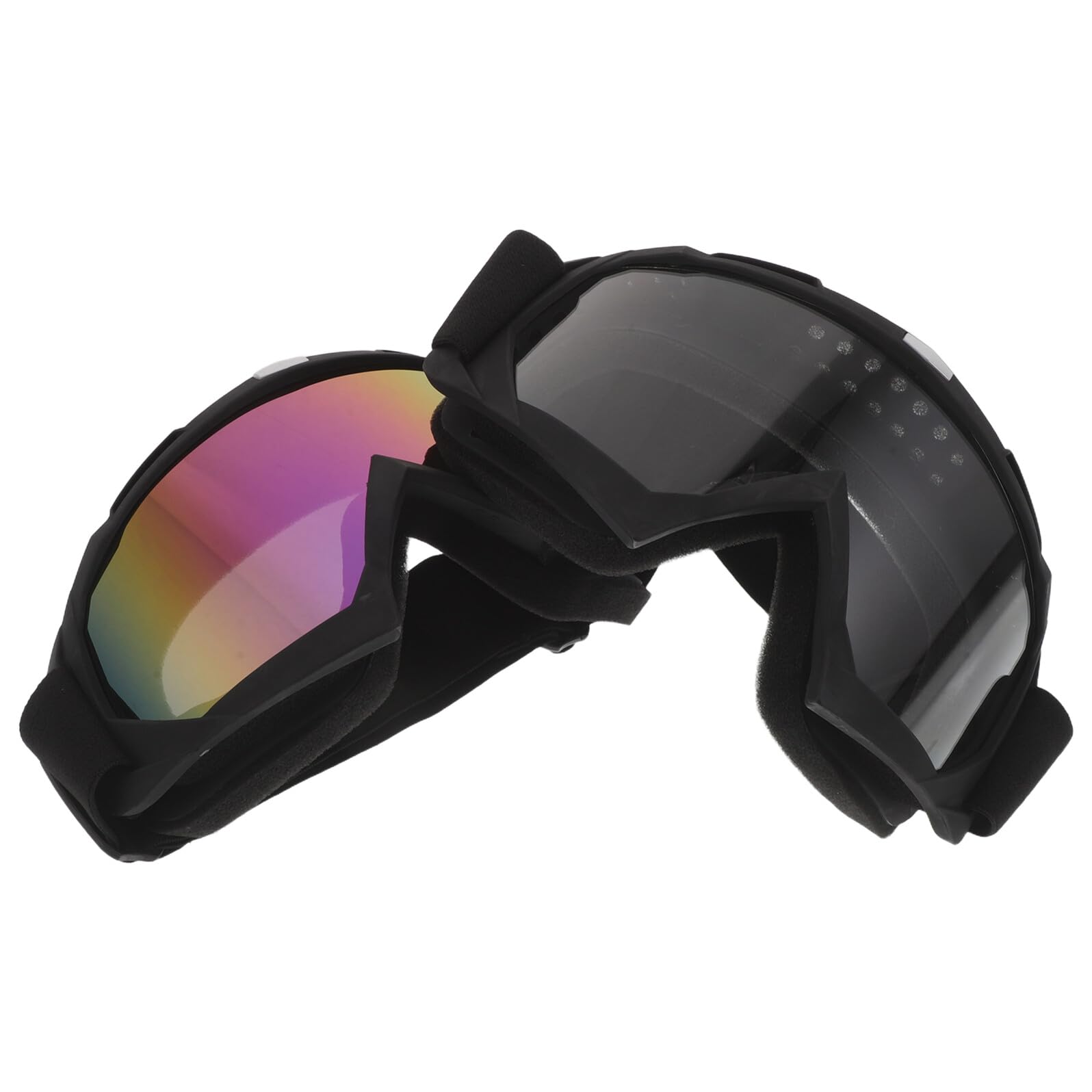 2 Pezzi Occhiali Moto Vintage da Cross Protezione Anti-vento e Polvere Lenti Trasparenti e Sfumate Regolabili per Uomo Donna Compatibili con Caschi Off-road e Atv