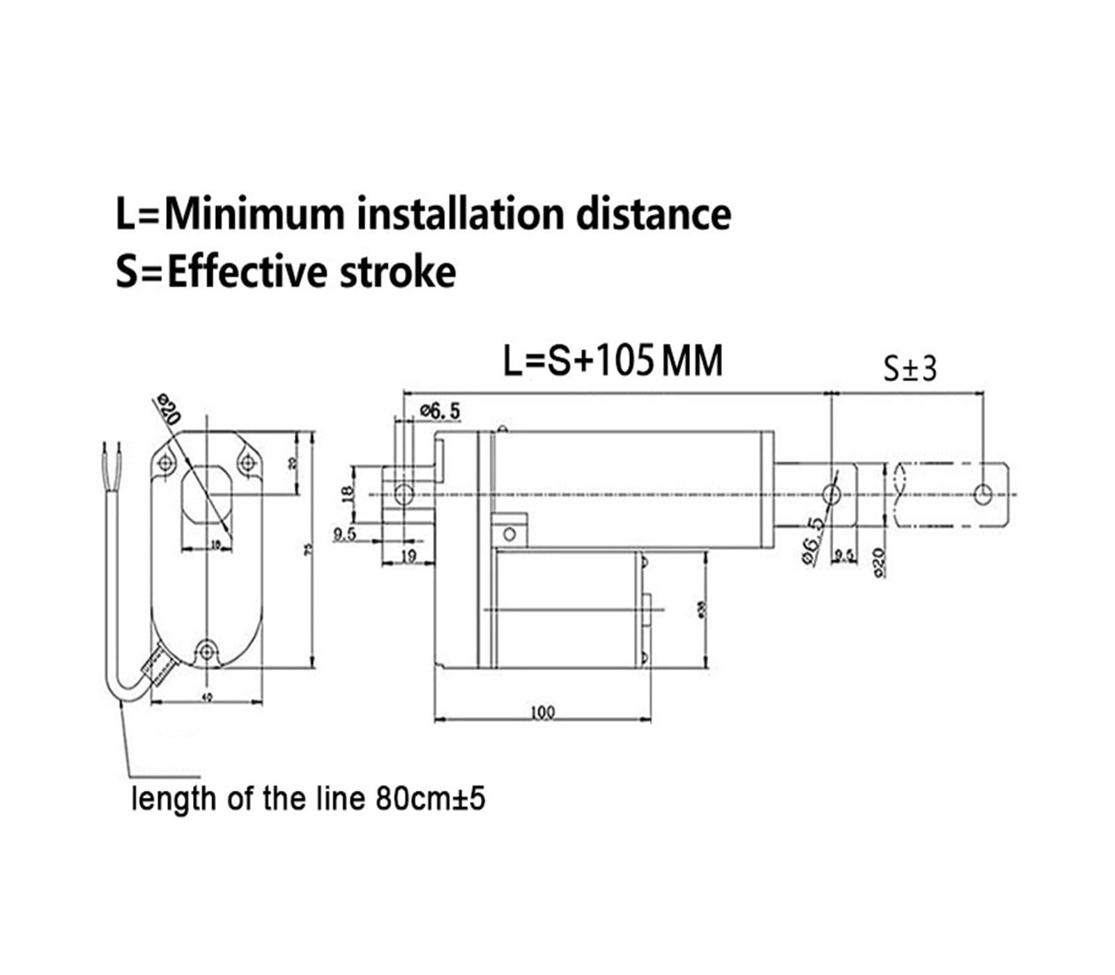 Attuatore lineare ad alta velocità, DC 12V 24V 3000N NTutti gli ingranaggi in metallo 2.5A 30W Attuatore lineare elettrico Motore lineare corsa 50mm-400mm con staffa utilizzato nell'energia elettrica,