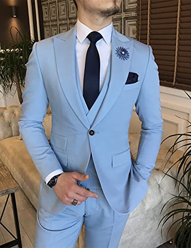 Men's 3 Piece Suit Classic Fit Forma Tux Slim Fit Solid Suit Groomsman Suit- Blazer, Pants, Vest2