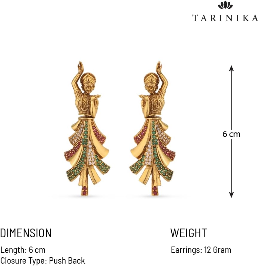 TARINIKA Antique Gold-Plated Indian Drop Earrings for Women Brass CZ Pearl Desi Jewelry Wedding Jewelry Ethnic Occasion Gift for Her