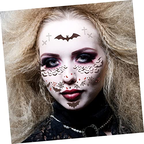 ADOCARN 8 Folhas Adesivos De Rosto De Halloween Favores De Festa De Halloween Decoração De Horror De