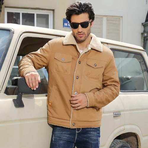 Image of Mens Winter Jacket Thick Thermal Warm Fleece Lined Sherpa Jacket 2026