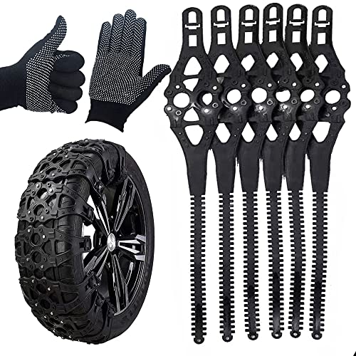Cadenas de nieve,6 cadenas de nieve universales para automóviles, 6 Piezas Cadenas de Nieve Universales para Coche / SUV / Camión Cadenas Antideslizantes Ajustables para Anchura Cover