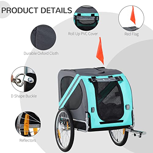 PawHut Folding Dog Bike Trailer Pet Cart Carrier for Bicycle Travel in