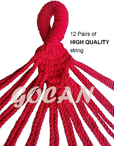 Image of GOCAN Brazilian Double Hammock 2 Person Extra Large Canvas 250x160cm Total Length 350cm Load 500lb Cotton Hammock for Garden Outdoor and Indoor