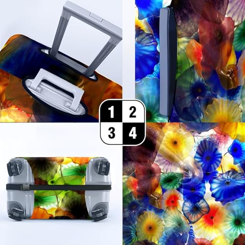 Travel Luggage Cover Suitcase Protector Scratch-Resistant Fit Not Included Suitcase Iridescent Glass Flower Sea L-26-28in3