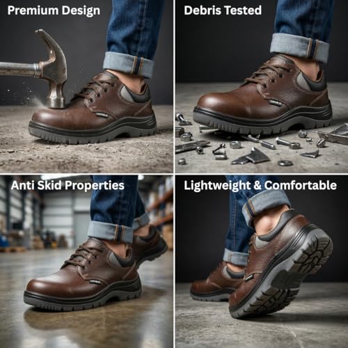 Image of Contablue W202 Special Edition Men's Sporty Safety Shoe, Black Tango Leather, Steel Toe Shock Resistant Shoe, Chemical & Oil Resistant Shoes, ISI Marked with is:15298 with CE Certified