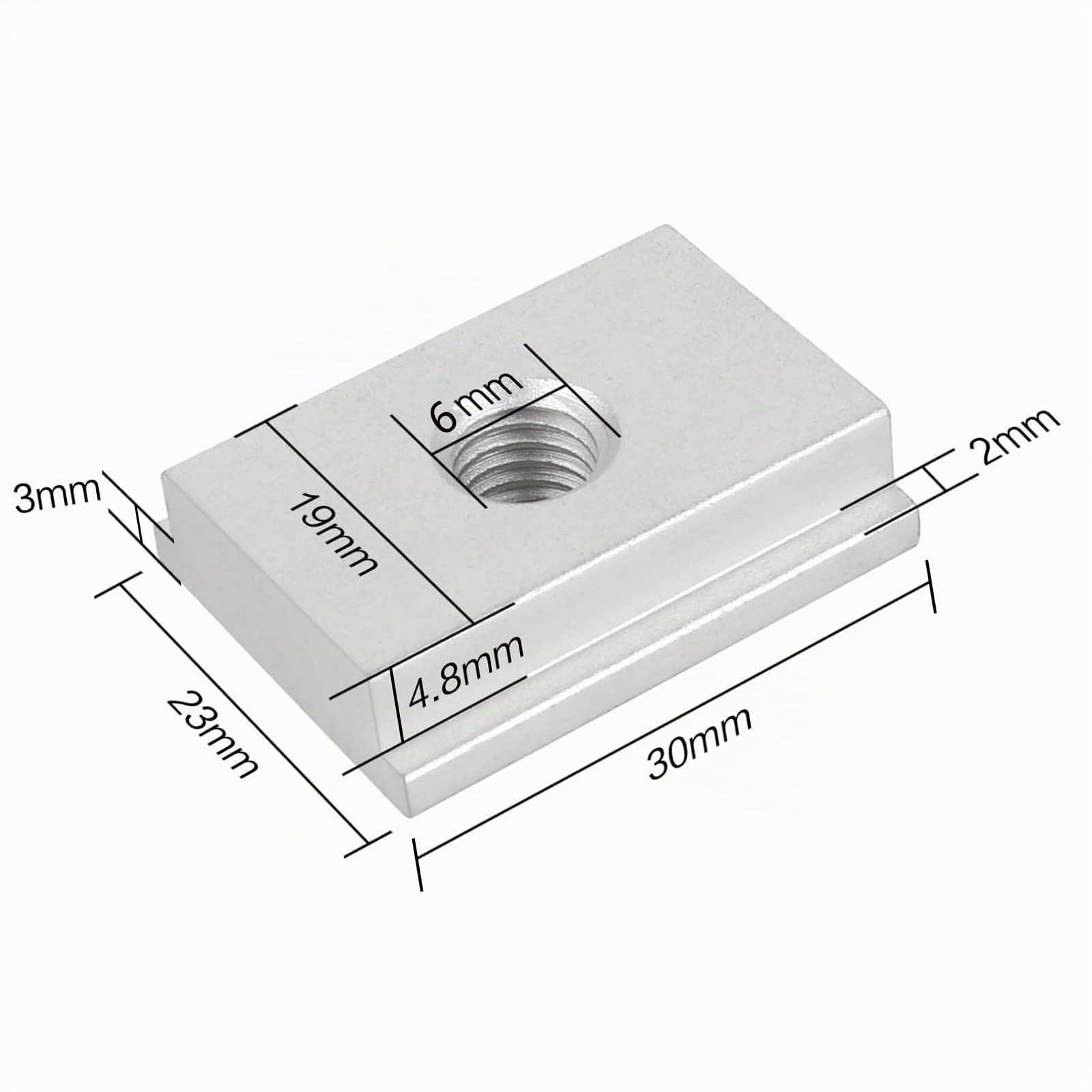 Ericrise 6 dadi a scanalatura a T M6, T-Track Slider dadi scorrevoli M6, T-Track in lega di alluminio, fissaggio a fessura per viti per strumento di lavoro del legno, 30 x 23 x 7,8 mm