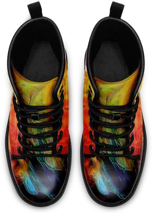 Fashion Ankle Boots For Men Women Floral Mushroom Star Trendy Lace Up Unisex Booties Combat Trendy Street Wear Boots - Image 3