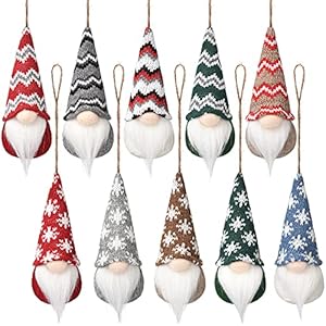 10 Pcs Christmas Tree Handmade Hanging Gnomes Ornaments, Swedish Plush Gnome Scandinavian Santa Elf Hanging Home Decorations Christmas Holiday Decor