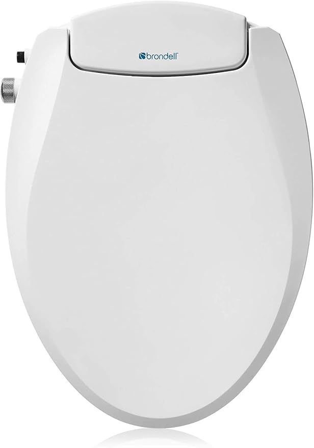 Brondell Bidet Toilet Seat NonElectric Swash Seat, Fits Round Toilets, White Dual Nozzle