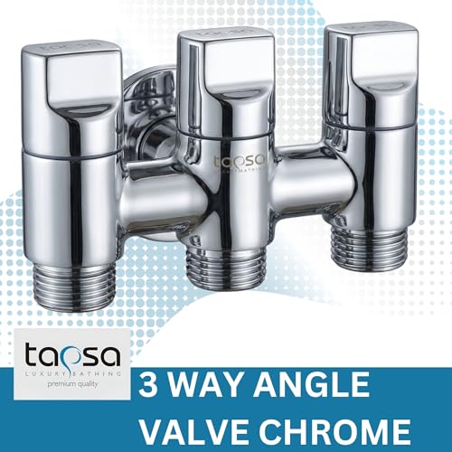 Image of Tapsa Three Way Angle Cock Silver|3 in 1 Angle Cock|Angle Valve (Pack of 1) for Bathroom /Wash Basin & Toilet Taps (for Health Faucet & Flush) with Wall Flange Angle Valve Faucet