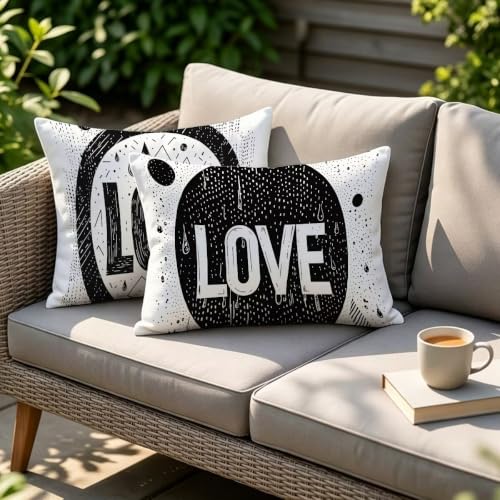 Housse coussin gris rectangulaire lin imperméable déperlant double face lot de 2
