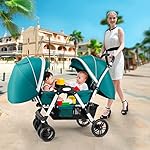 YCKEGEW Kinderwagen Mit Tandem-Sitz Kompakter Zwillingskinderwagen - Face to Face,Faltbarer Kinderwagen Mit Regenschirm Für Mädchen Und Jungen, Überdimensionales Verdeck (Color : Roze)