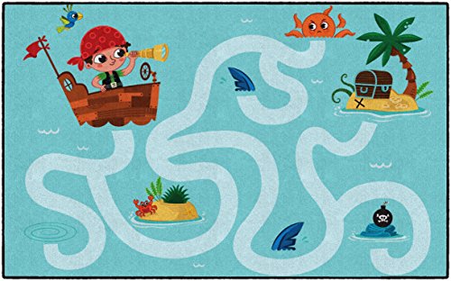 Flagship Carpets Pirate Maze Multicolor Children's Educational Rug for Home Learning Area or Classroom Mat, Kids Playroom or Bedroom Carpet, 5' x 8'