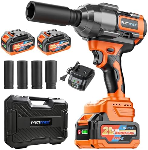 Protmex Cordless Impact Wrench, 900Ft-lbs (1200N.m) 1/2" Brushless Impact Gun, 21V High Torque Power Impact Driver, 2x4.0Ah Batteries Electric ImpactMotor Variable Speeds for Car/Pickup Truck/Mower product image 16