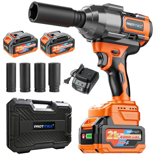 Protmex 1107Ft-lbs Cordless Impact Wrench, 1/2" Brushless