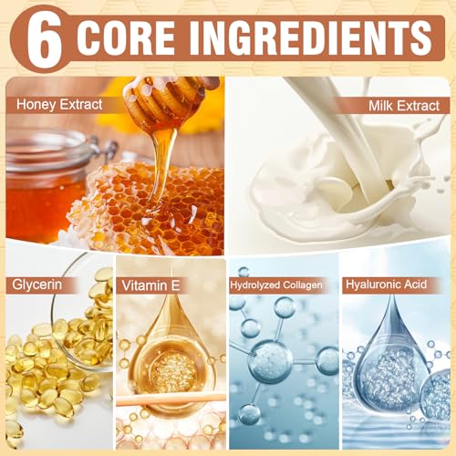 TEAWOO Hydrating Hand and Foot Mask, 3 Foot & 3 Hand Mask, Hand and Foot Care after Pedicure, Moisturizing Socks for Dry, Cracked Heel, Foot Spa, Honey & Milk, Vitamin E