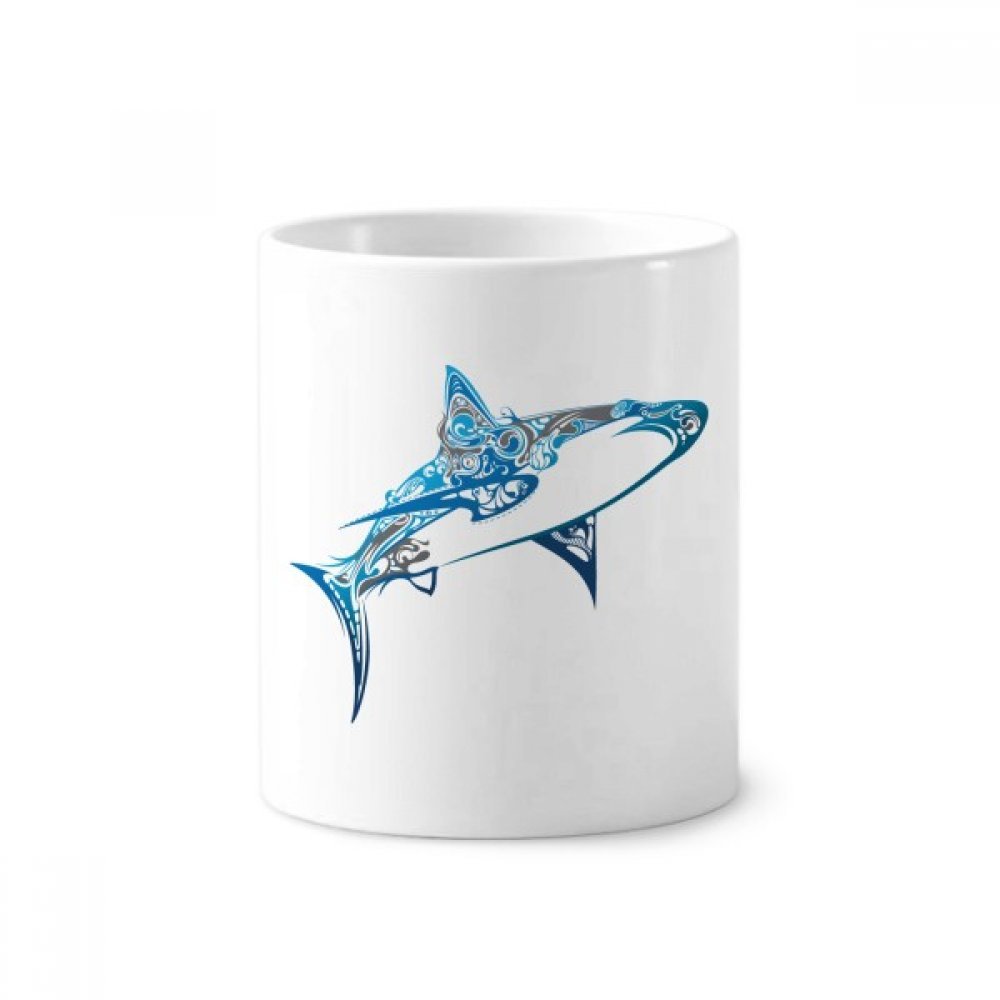 Blue Ocean Shark Biology Fish Toothbrush Pen Holder Mug White Ceramic Cup 12oz