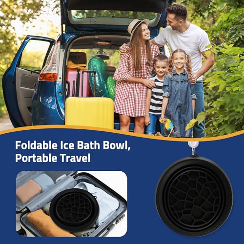 Farochy Large Bowl for Face Ice Bath, Foldable Facial Ice Bath with Built-in Icetray, Silicone Facial Ice Bath Bowl, Ice Face Bowl (Black)