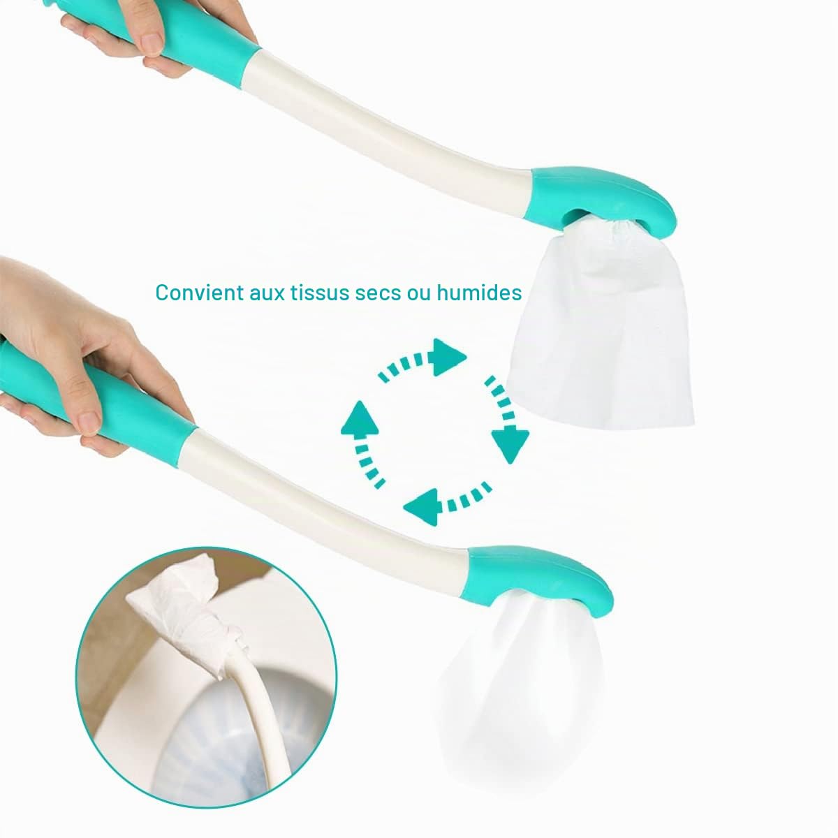 Essuie Fesse Aide aux Toilettes Pinces pour papier toilette - Easy Wipe Aide - Poignée longue portée facile à utiliser Aides à La Toilette Outils Les Personnes âgées et Femme Enceinte