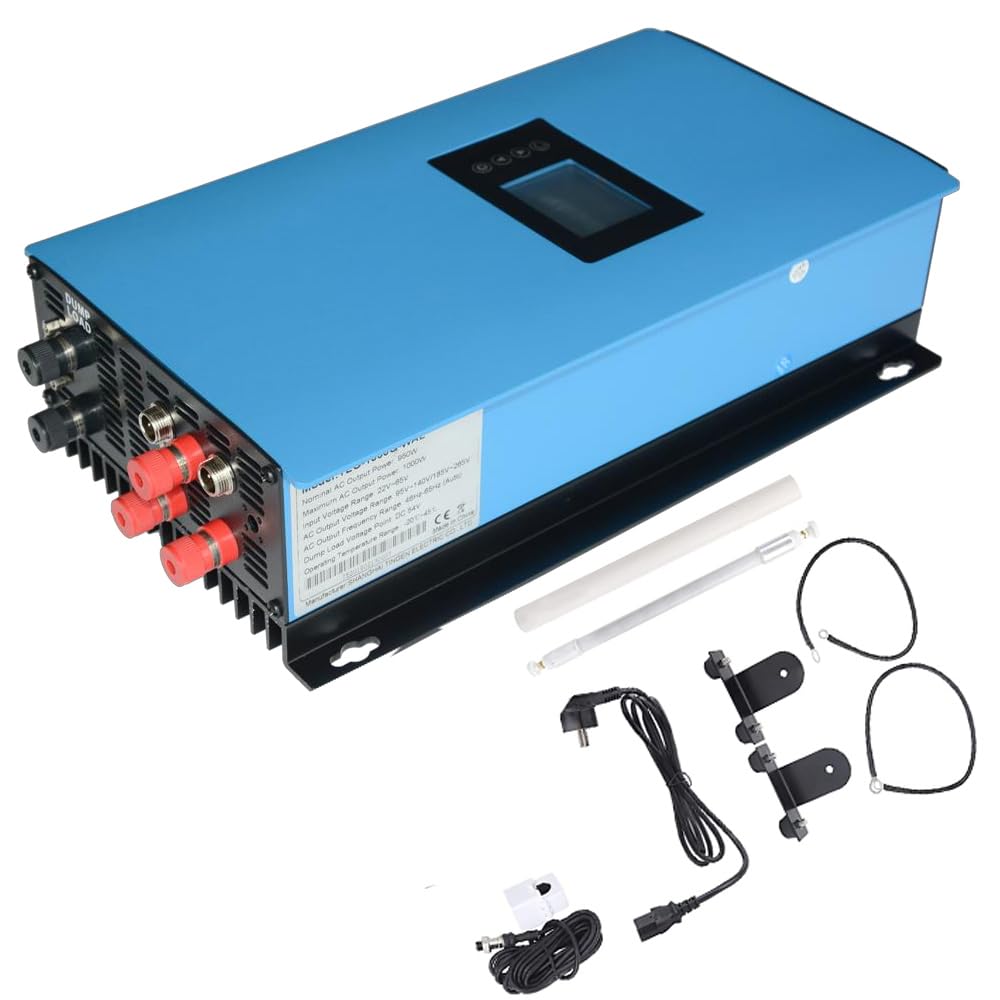 2000W Vertikale Windkraftanlagen Komplettanlage mit Netzgekoppelter Wechselrichter Netzkopplung Windturbinen VAWT Windgenerator 48V auf Einphasig 220/230VAC 50Hz ins Hausnetz