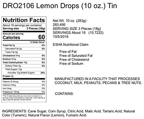 Hammond’s Candies - Old Fashioned Lemon Drops - 2-10 Ounce Tins, Natural Lemon, Handmade In Small Batches And Frosted In Sugar, Handcrafted In The Usa #TOP1