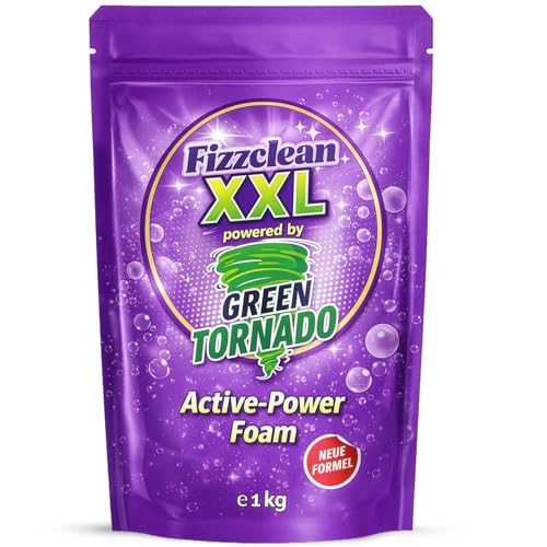 Fizzclean XXL by Green Tornado en poudre 1 kg | Mousse active pour WC contre le calcaire et les dépôts | Poudre nettoyante pour cuvette de WC | Alternative...