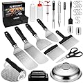 30pcs Griddle Accessories Kit for Blackstone Professional Flat Top Grill Tools, BBQ Spatula Gift Set with Basting Cover, Burger Press, Meat Injector, Thermometer, Tongs for Camping Backyard Teppanyaki