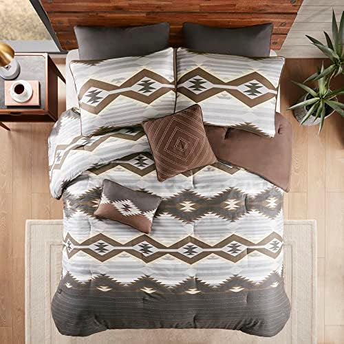 Woolrich Rustic Lodge Cabin Comforter Set - All Season Down Alternative Warm Bedding Layer and Matching Shams, Oversized Queen, Bitter Creek, Grey/Brown - Thumbnail 4