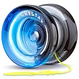 MAGICYOYO K2 Crystal Yoyo for Kids 8-12, Responsive Yoyo Professional for Beginners, Plastic Dual Function Yo Yo with 12 Yoyo Strings, Yo-yos Case Bag + Yoyos Accessory Kit (Black Blue)