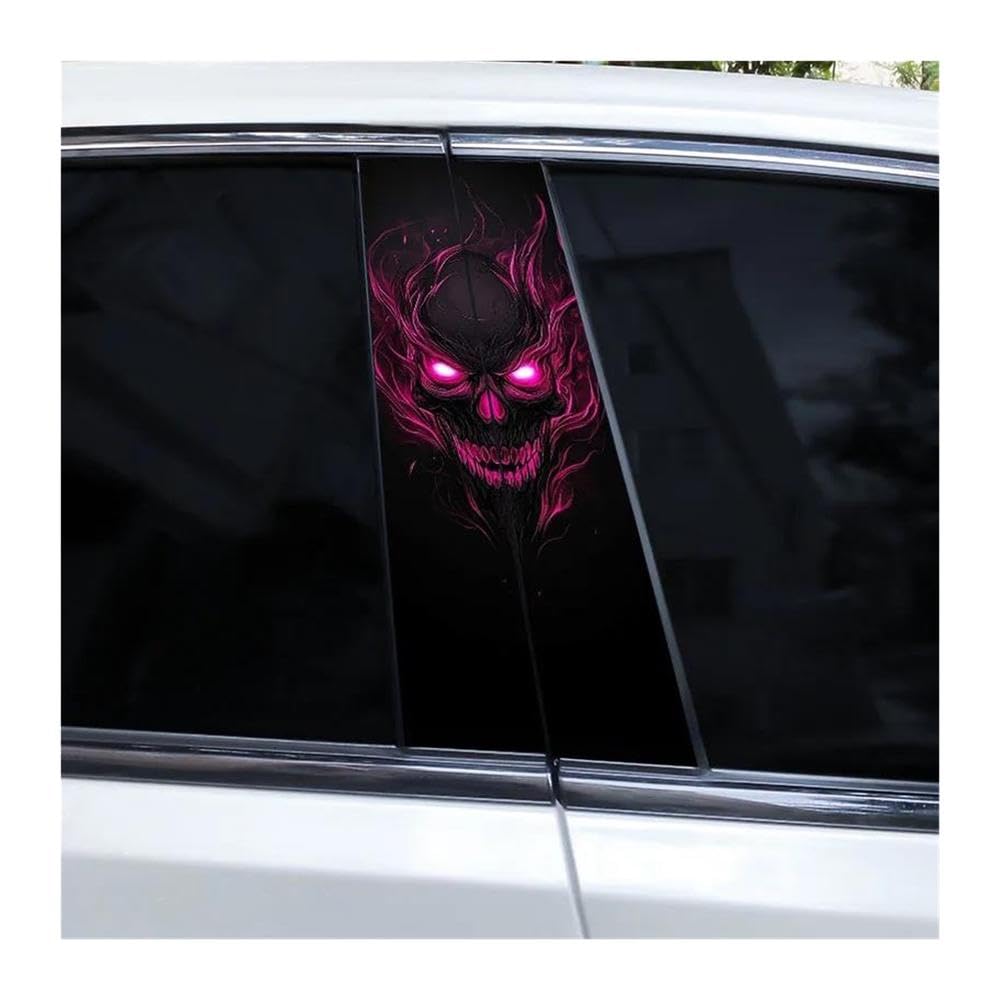 Decorative Items 2pcs Evil Skull Car Door Pillar Decoration Sticker DIY Cover Scratch Car Decal(K)