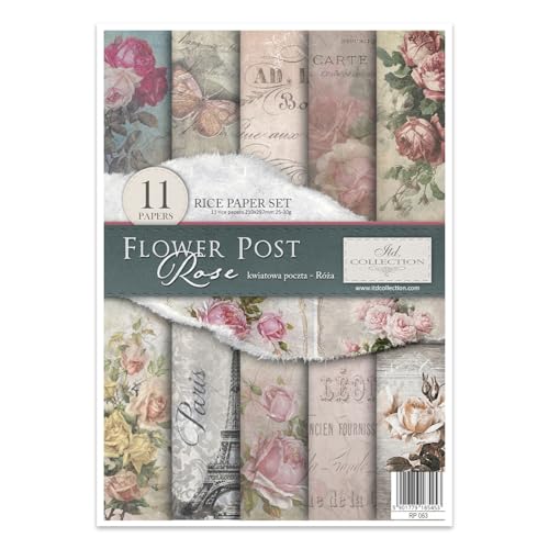 ITD Collection Papel de arroz, Flower Post-Rose, 21 x 30 x 0,15 cm