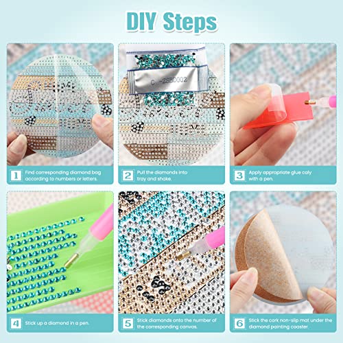 Mxjsua 8 Pcs Diy Diamond Painting Coasters For Drinks With Holder, Love Sweet Home Diamond Art Coasters Set Housewarming Gift For Friends, Men, Women Birthday Home Living Room Kitchen Bar Decorations #TOP4