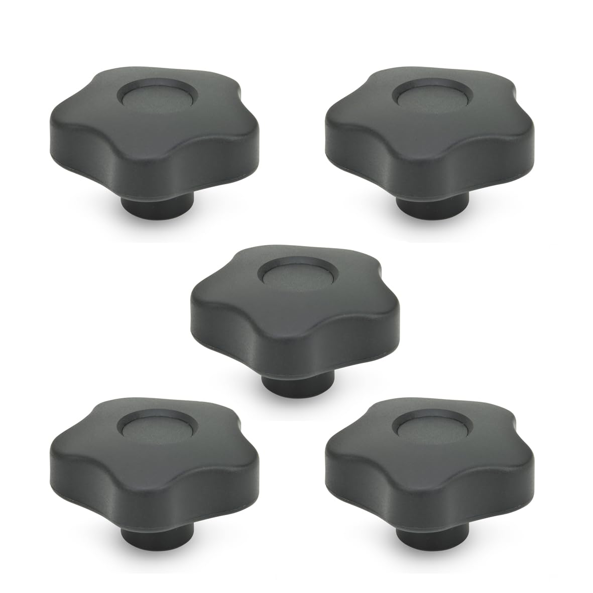 Ganter Normelemente | Star Grip Nut | GN 5337.2-25-M5-E | Pack of 5 | Plastic | with Brass Socket | Handle 25 mm | Thread M5