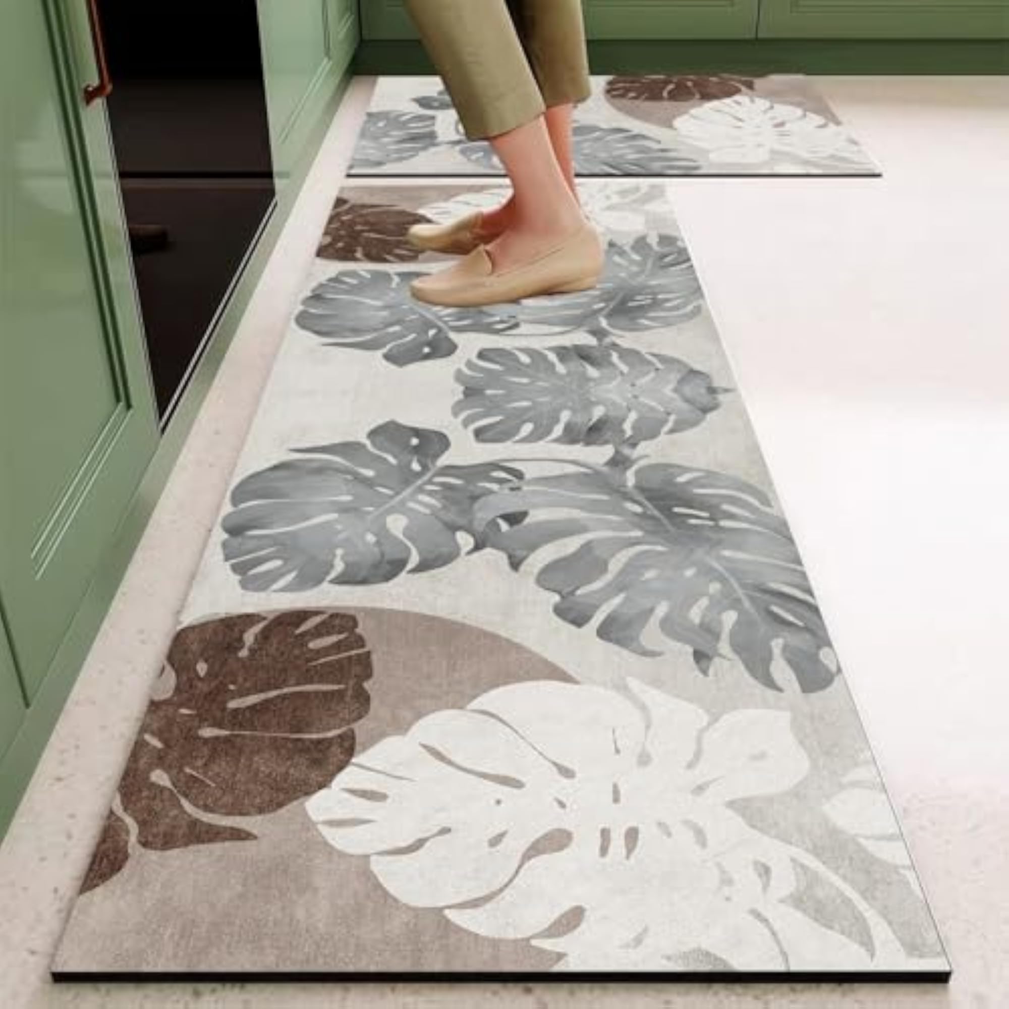 Anti Slip Kitchen Mats for Floor, 2 Pcs Waterproof Memory Foam