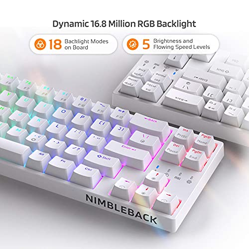 Image of LTC NB681 Nimbleback Wired 65% Mechanical Keyboard, RGB Backlit Ultra-Compact 68 Keys Gaming Keyboard with Hot-Swappable Switch and Stand-Alone Arrow /Control Keys (Hot Swappable Brown Switch, White)