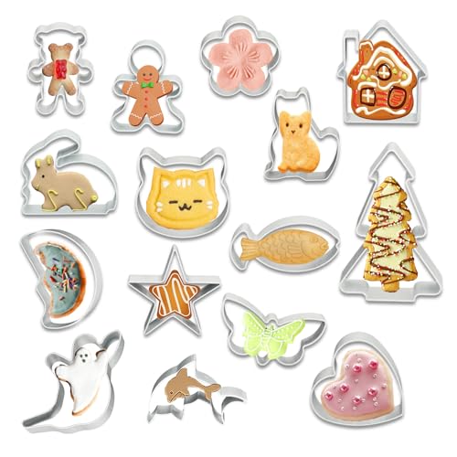 HMIEPRS 15 Piezas Moldes de Galletas, Cortador de Galletas para Halloween Navidad DIY Hornear, Animales Juego de Cortadores Galletas para Pastel Pasteles Cookie Fondant