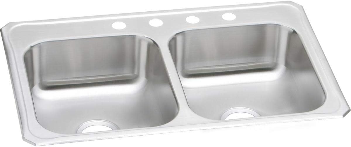Elkao|#Elkay CR33223 20 Gauge Stainless Steel 33Inch x 22Inch x 7Inch Double Bowl Top Mount Kitchen Sink 3Hole,