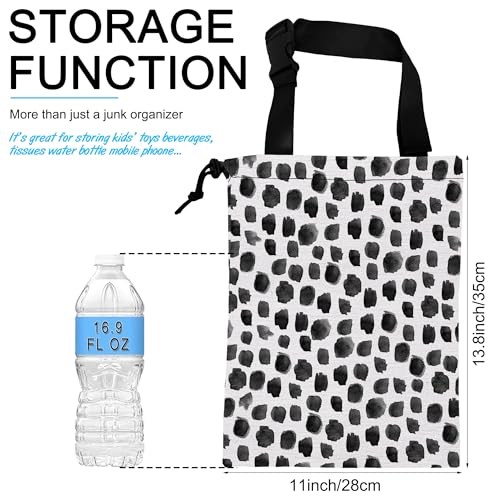 Image of Car Trash Bag Hanging Black Dots Car Trash Can Waterproof Garbage Bag Hanging for Car Back Seat