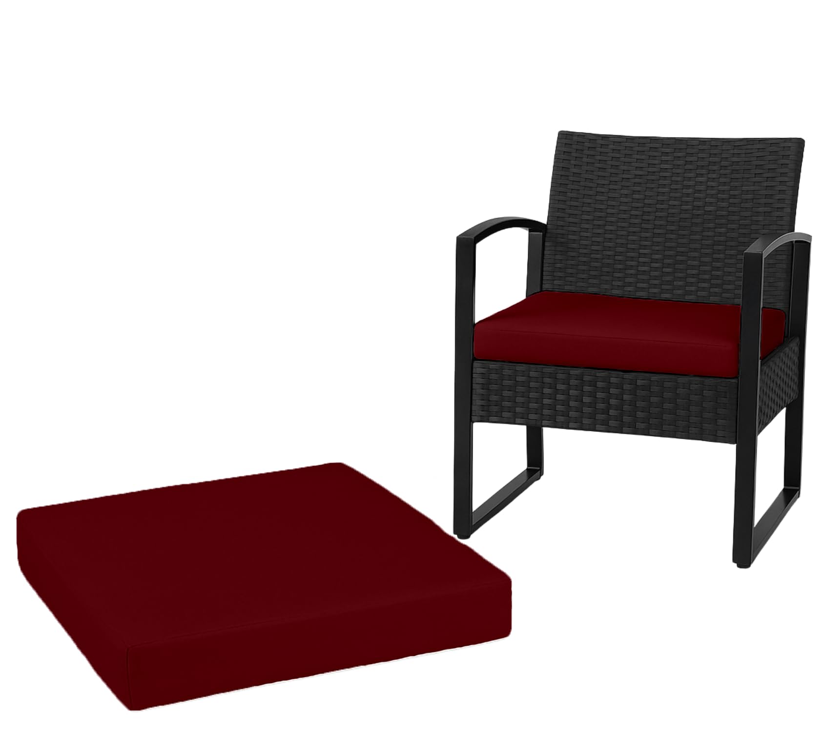 Dazzle Collection 100% Waterproof Seat Pads For Indoor & Outdoor Dining Chairs Garden Sofa Chair Cushion Rattan Seat Patio Chair Cushions (60 x 60 x 10cm, Burgundy) โ image 1