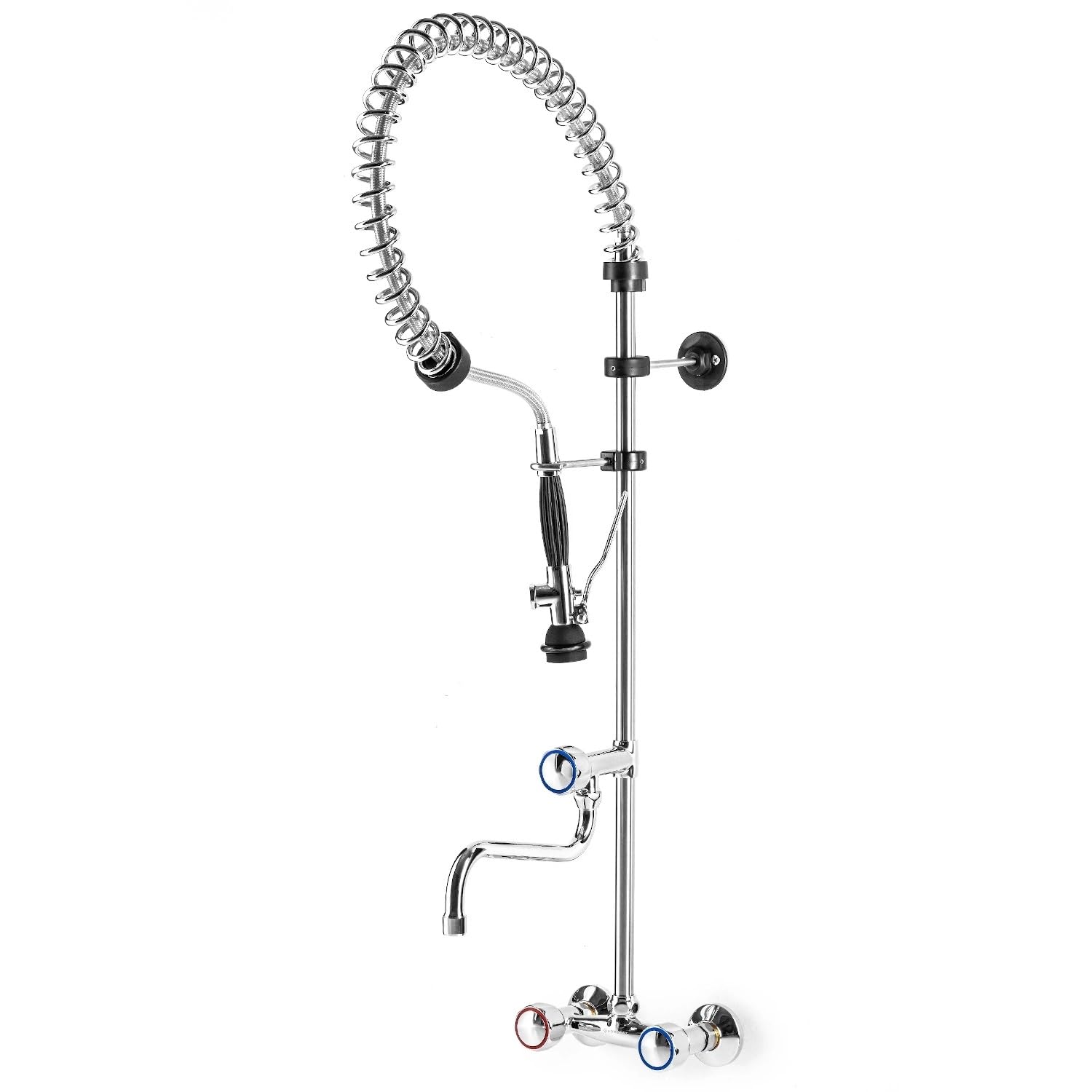 Grifo de pared con ducha y caño, Grifos para fregadero, Grifo de cocina, Montado en el fregadero, Para la cocina profesional, Funcionamiento duradero, Uso confiable, Versatilidad, Ergonomía